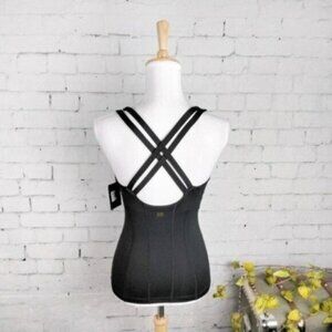Aurum Light Support Quick Dry Athletic Crossed Straps Tanl Top In Black Size XS